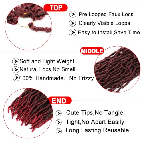 Ahrencan 24 Inch Burgundy Faux Locs Crochet Hair - 6 Packs | Soft & Lightweight