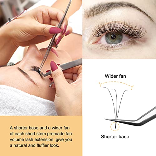 QUEWEL 3D Volume Lash Extensions Premade Fans 8-15mm C Curl 1 Pack of 120 pcs