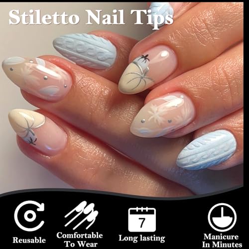 AddFavor Short Stiletto Gel Nail Tips - 240pcs Acrylic Nail Tips