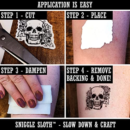 Biker Skulls Temporary Tattoo Sheet - Color Waterproof Body Art