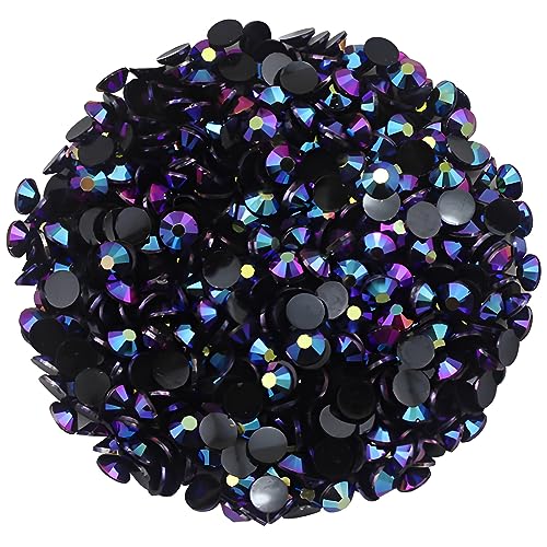 Laviyo 4500Pcs SS12 3mm AB Flatback Rhinestones - Black-Bottom Purple Red AB, Nail Art & Craft