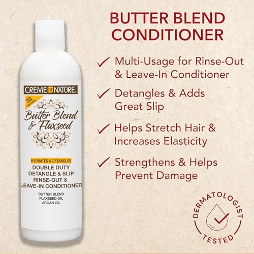 Creme of Nature Double Duty Detangle Conditioner - 12 oz Moisturizing Leave-In & Rinse-Out with Argan Oil