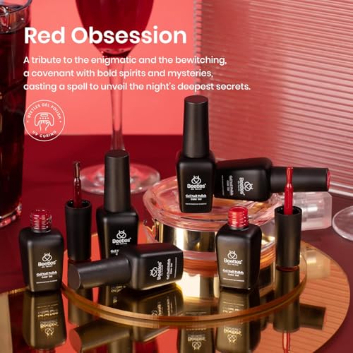 Beetles Red Obsession Gel Nail Polish Set - 6 Shades, Long-Lasting Shine