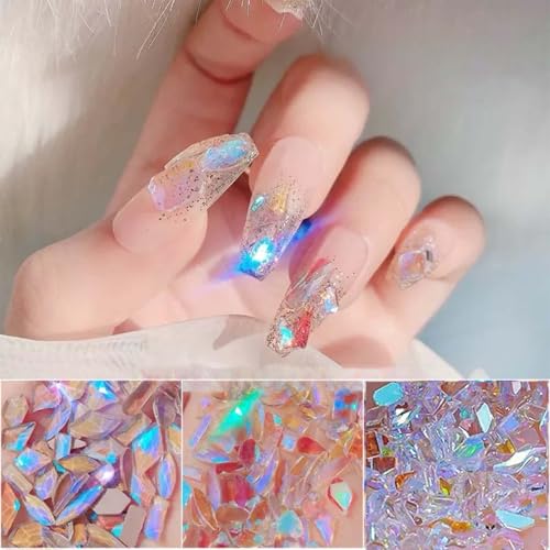 400 Pcs Aurora Nail Art Charms - Iridescent Resin Rhinestones