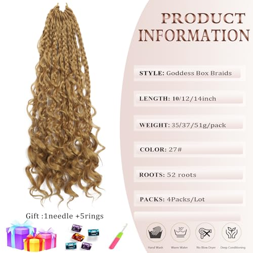Flagship Goddess Box Braids Crochet Hair - 12 Inch Boho Curly Ends (4 Packs)
