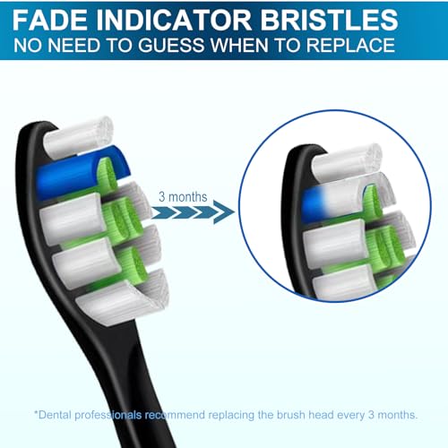 Replacement Brush Heads for Philips Sonicare, 8-Pack Black Value Combo