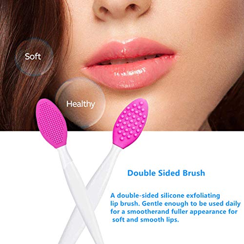 Double-Sided Lip Scrub Brush Set - 8 Pcs Silicone Exfoliator