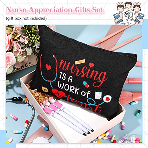 Adorable Nurse Makeup Bag Set with Pens - 24 Pcs Gift for Nurses