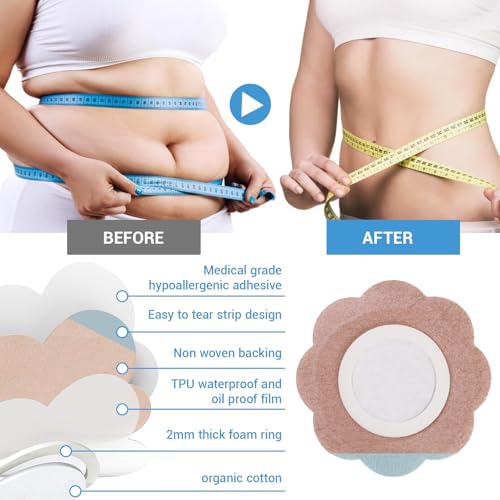 100 Pcs Castor Oil Belly Button Patch, Portable No Wash Disposable Castor Oil Patches Beige (Oil Not Included)