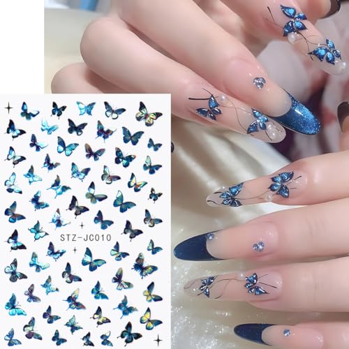 Butterfly Nail Art Stickers Set - 6 Sheets with Tweezers