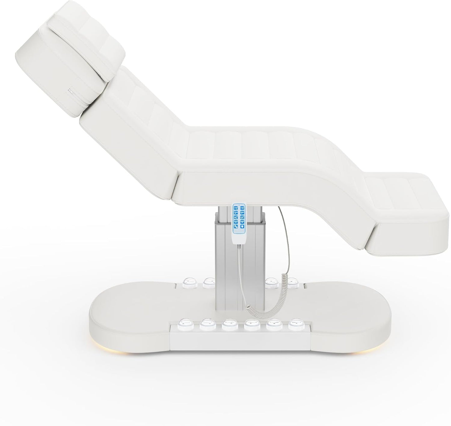 Electric Spa Table with LED Light - 3 Motor Height Adjustment, Adjustable Backrest & Leg Support | White
