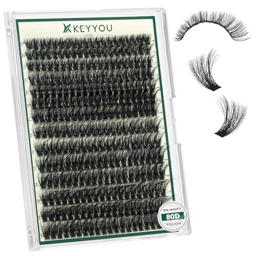 KEYYOU 3D Fluffy Lash Clusters D Curl Volume Lashes for Daily & Special Occasion Wear