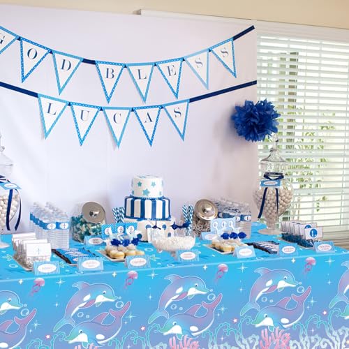 Dolphin Themed Party Tablecloths - 4 Pack, 52x86 Inch