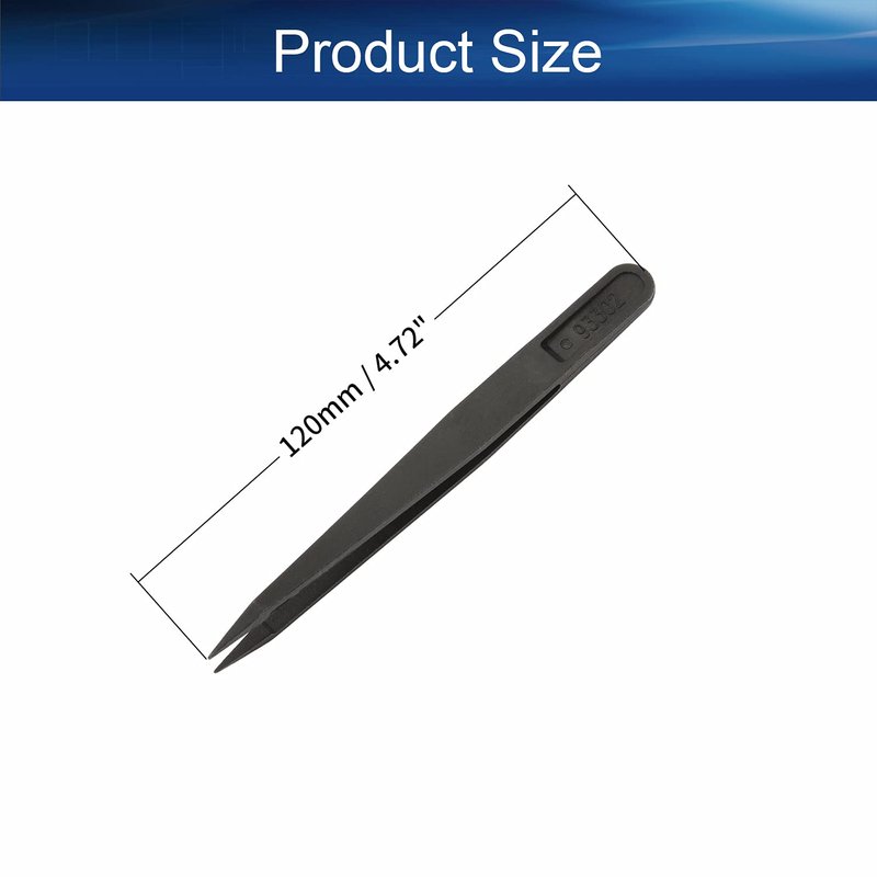 Auniwaig 20pcs Precision Plastic Tweezers, Slant Point Tip Anti-Static Tweezers for Jewelry Craft DIY Beauty Electronics Repair Tool, (4.7 Inch, Black02)