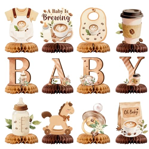 Coffee Themed Baby Shower Centerpieces - 12 Honeycomb Props