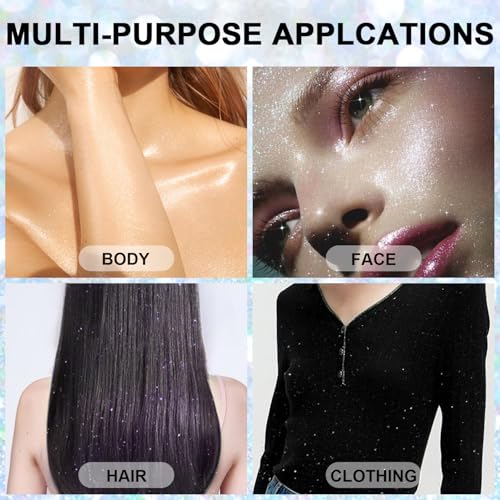 Hair and Body Glitter Spray, 1PC Glint-Rainbow Glitter Hairspray Dry Powder Makeup for Clothes, Festival Rave Loose Sparkle Powder,Holographic Ultra Fine Glitters for 4th of July Accessories
