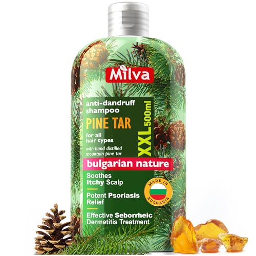 Milva Pine Tar Shampoo 17 fl oz - Dry Scalp & Flakes Clarifying Conditioner-Free