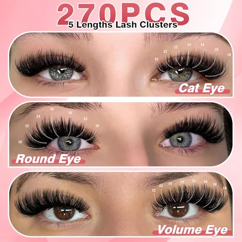 EASITENSION 270 PCS DIY 3D Lash Clusters Kit - Fluffy & Lightweight