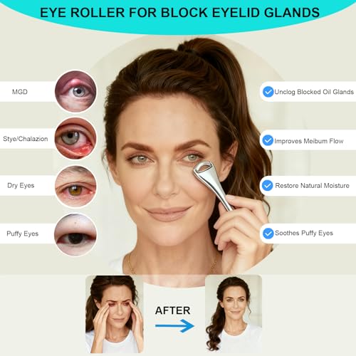 LIZICH Metal Eye Massage Roller for Dry Eyes, Styes, and MGD Relief