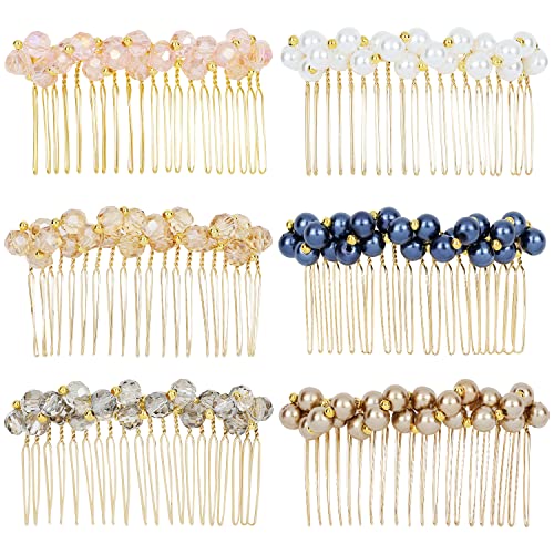 Luxury Crystal Pearl Hair Combs Set - Decorative Metal Side Hair Clips for Women & Girls