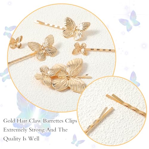 Gold Butterfly Hair Clips Set | 5Pcs Elegant Hair Accessories