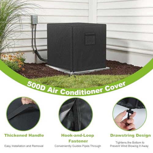 Waterproof Central Air Conditioner Cover - 34"x34"x30" - Windproof Outdoor Protection