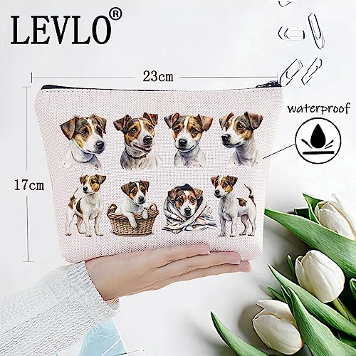 LEVO Jack Russell Cosmetic Makeup Bag - Dog Lover Gift, Travel & Toiletry Organizer