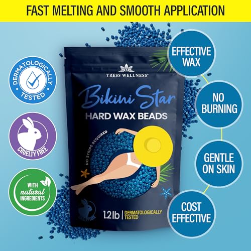 Tress Wellness Hard Wax Beads for Hair Removal - 1.2lb Bikini Wax Kit
