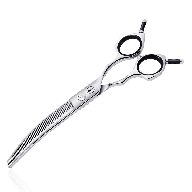 HASHIMOTO Curved Thinning Shears for Dogs,Curved Dog Thinning Shears for Grooming,Cat Curved Blender,50 Teeth,7.0 Inch,30% Thinning Rate,Light Weight.Designed for Pet Groomers or Family DIY Use.