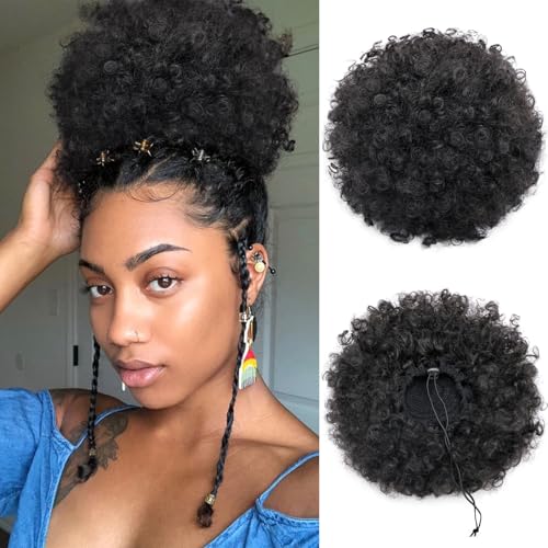 AISI QUEENS Short Afro Puff Drawstring Ponytail, Large, 1B#