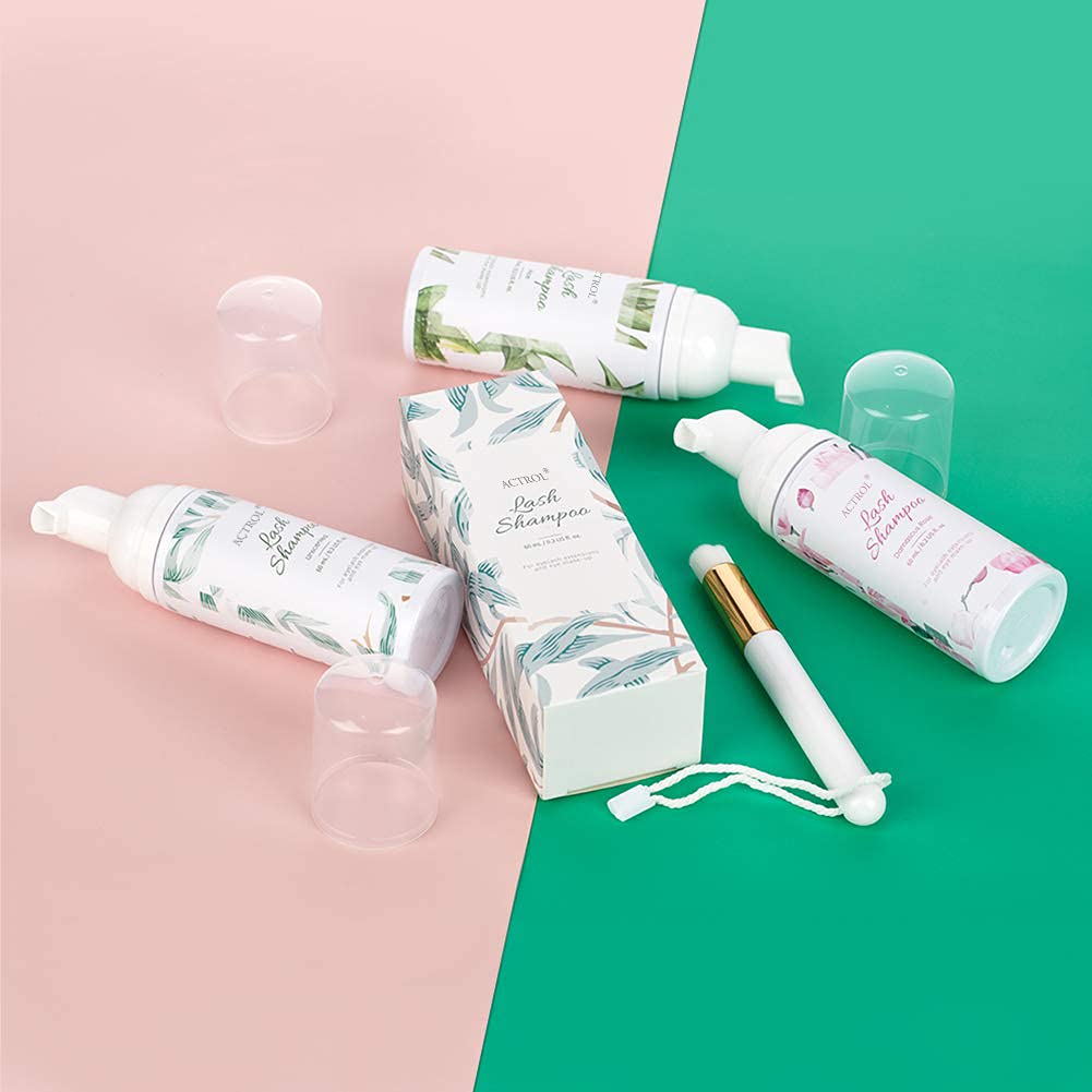 Eyelash Extension Cleanser - Natural Aloe Foaming Shampoo 60ML | Paraben & Sulfate Free, Non-Irritating
