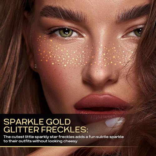 Gold Glitter Freckles Face Tattoo Patches - 10pcs Set