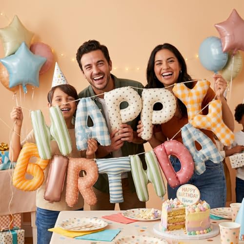 Happy Birthday Balloon Banner - Colorful Foil Letter Set