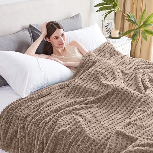 Lightweight Fleece Throw Blanket - 50x60 Inches, Soft 3D Jacquard