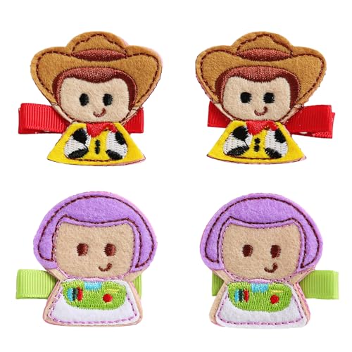 Neujiwo 4PCS Cartoon Hair Clips Set - Handmade Felt & Metal Accessories for Kids & Parties - 2 Pairs Variation