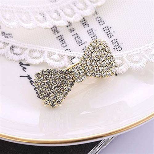 Ruihfas 2Pcs Crystal Rhinestone Mini Hair Bow Barrettes for Women & Girls