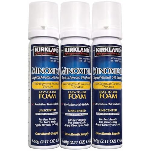 NEW - Kirkland Minoxidil for MEN Hair Growth Treatment Unscented 3 Month Supply Topical Aerosol 5% (Foam), (Compare to Men's Rogaine's Active Ingredient)