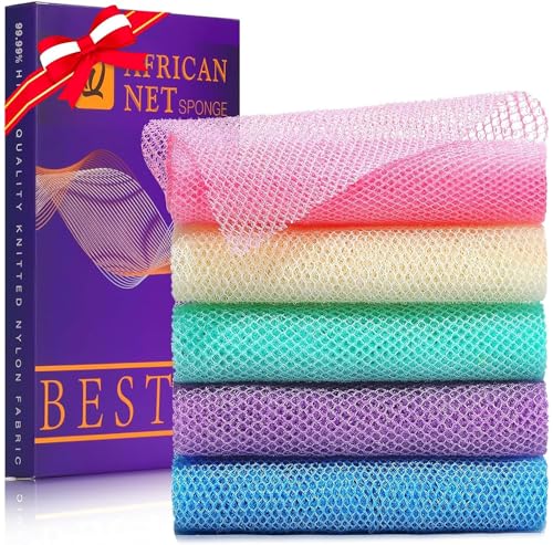 Exfoliating African Bath Sponge - 5 Pack Body Scrubber Set