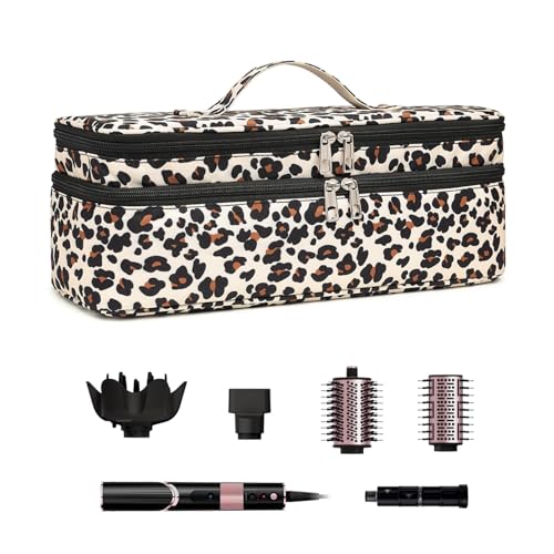 ARLMEGOR Leopard Print Double-Layer Travel Case for Revlon One-Step Hair Dryer