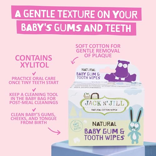 Jack N' Jill Natural Baby Gum & Tooth Wipes - 25 Individually Wrapped Count