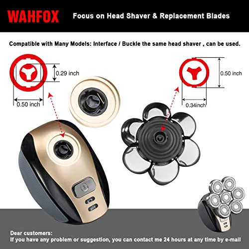 WAHFOX Universal 7-Blade Electric Head Shaver Replacement Heads (7D Silver)
