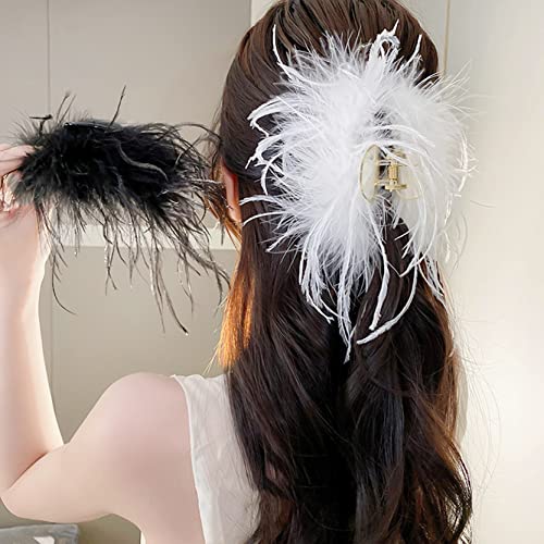 Butterfly Glitter Rhinestone Hair Claw Clip 1 Pack - White Feather Variation