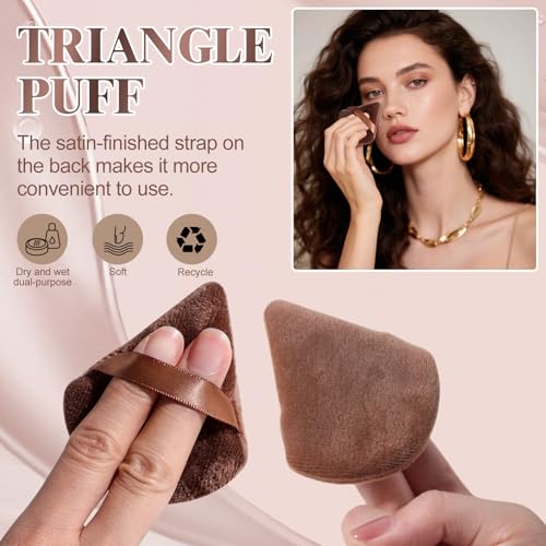 BS-MALL 7-Piece Travel Makeup Brush Set with Triangle Puff and Travel Bag
