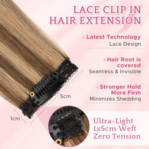 SEGO Pro 6PCS Clip-In Human Hair Extensions 10 Inch #4P27 Medium Brown Mix Dark Blonde