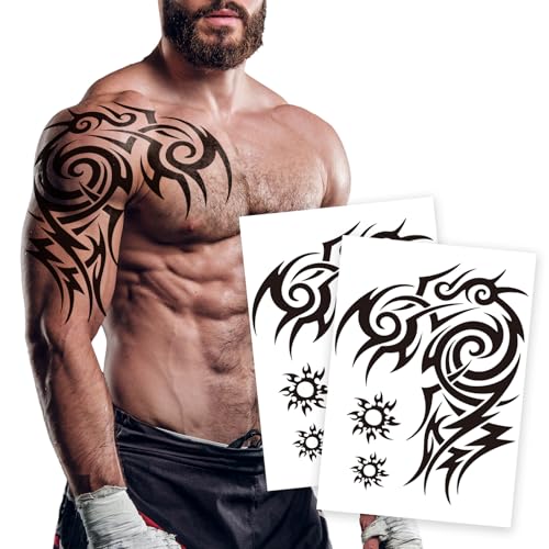 Kotbs Tribal Totem Large Temporary Tattoos Waterproof & Realistic Set