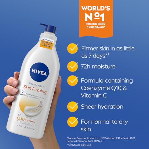 NIVEA Sheer Hydration Skin Firming Body Lotion with Q10 & Vitamin C - 16.9 Fl Oz