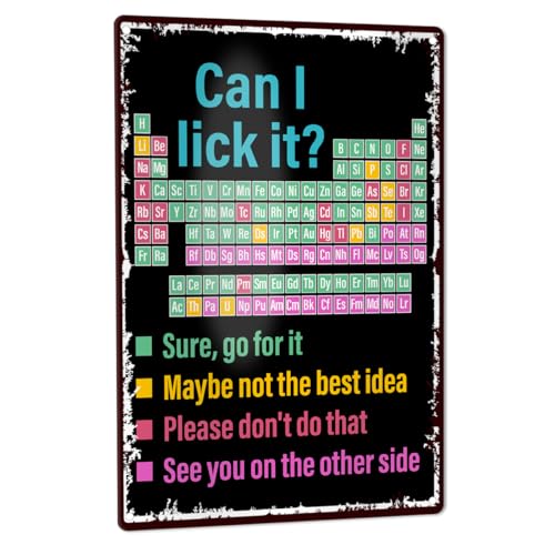 Funny Periodic Table of Elements Wall Decor - 8" x 12" Metal Sign