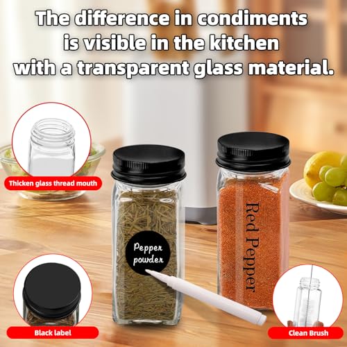 9-Piece Square Glass Spice Jars Set with Labels & Shaker Lids