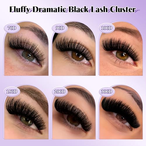 B&Q Fluffy Lash Clusters Thick 200D, Volume Eyelash Clusters 10-18mm, D Curl Cluster Eyelash Extensions, Supersoft Individual Lashes Wispy Cluster Lashes Dramatic Full Look Eyelash£¨200D£©