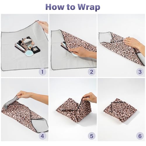 Self-Adhesive Makeup Bag - Portable 21.65 Inch Leopard Pouch
